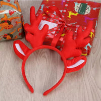 HKM-291027 Children's Antler Headband with Ears - White, Coffee, Red Options