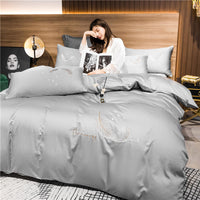 HKM-291091 Cotton Embroidery Four-Piece Bed Set in Multiple Sizes