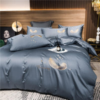 HKM-291091 Cotton Embroidery Four-Piece Bed Set in Multiple Sizes
