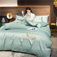 HKM-291091 Cotton Embroidery Four-Piece Bed Set in Multiple Sizes