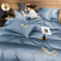 HKM-291091 Cotton Embroidery Four-Piece Bed Set in Multiple Sizes