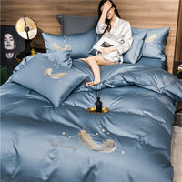 HKM-291091 Cotton Embroidery Four-Piece Bed Set in Multiple Sizes