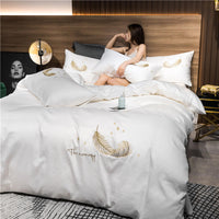 HKM-291091 Cotton Embroidery Four-Piece Bed Set in Multiple Sizes