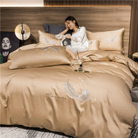 HKM-291091 Cotton Embroidery Four-Piece Bed Set in Multiple Sizes