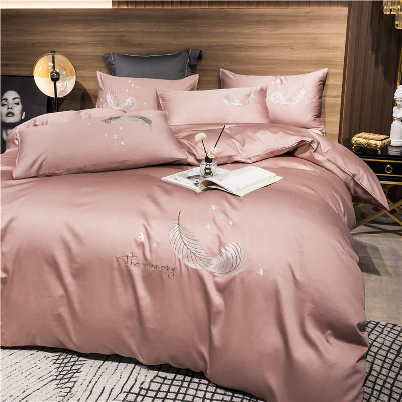 HKM-291091 Cotton Embroidery Four-Piece Bed Set in Multiple Sizes