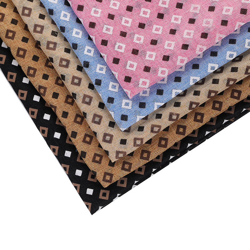 HKM-291091 Small Check Print Cationic Linen Fabric - Decorative Cloth Bundle for Streamers and Pocket Cases - 150cm Width