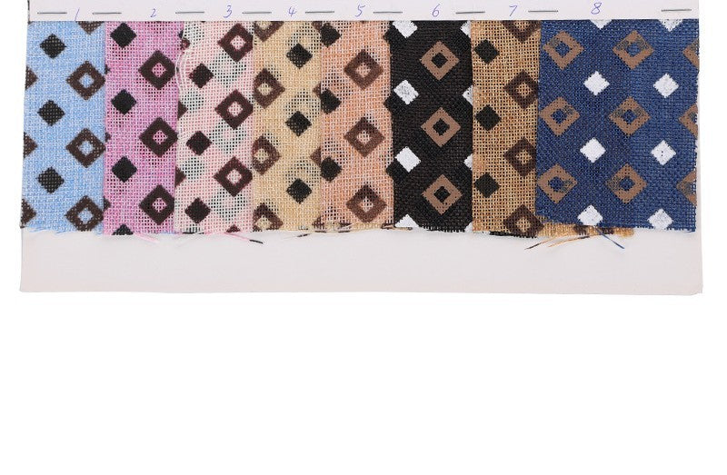 HKM-291091 Small Check Print Cationic Linen Fabric - Decorative Cloth Bundle for Streamers and Pocket Cases - 150cm Width