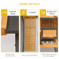 HKM-291411 2-Level Elevated Rabbit Hutch with Weatherproof Roof, Removable Tray & Ramp for Outdoor Use