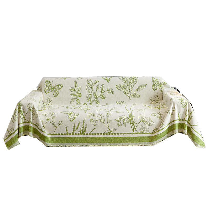 HKM-291411 Chenille Sofa Cover with Plants and Flowers, Available in Various Sizes and Colors