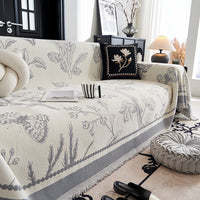 HKM-291411 Chenille Sofa Cover with Plants and Flowers, Available in Various Sizes and Colors