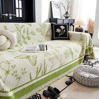 HKM-291411 Chenille Sofa Cover with Plants and Flowers, Available in Various Sizes and Colors