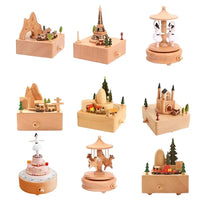 HKM-291411 Creative Wooden Carousel Music Box for Kids - Perfect Valentine's Day and Birthday Gift