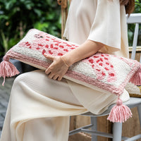 HKM-291411 Spotted Leopard Fringed Long Cushion Pillow for Living Room, Cotton Fill, 54x20cm