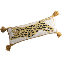 HKM-291411 Spotted Leopard Fringed Long Cushion Pillow for Living Room, Cotton Fill, 54x20cm