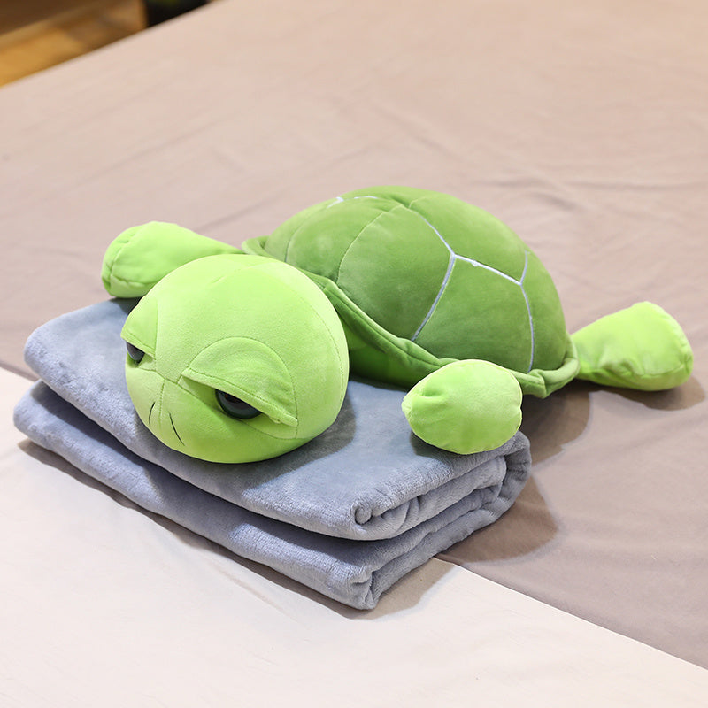 HKM-291539 Plush Cartoon Animal Pillow Blankets - Monkey, Rabbit, Pig, Caterpillar, Turtle, Cow, Dog