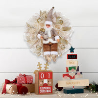 HKM-291539 Red Christmas Garland with Golden Tape Light for Holiday Door Decoration