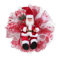 HKM-291539 Red Christmas Garland with Golden Tape Light for Holiday Door Decoration