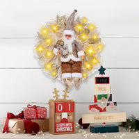 HKM-291539 Red Christmas Garland with Golden Tape Light for Holiday Door Decoration