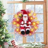 HKM-291539 Red Christmas Garland with Golden Tape Light for Holiday Door Decoration