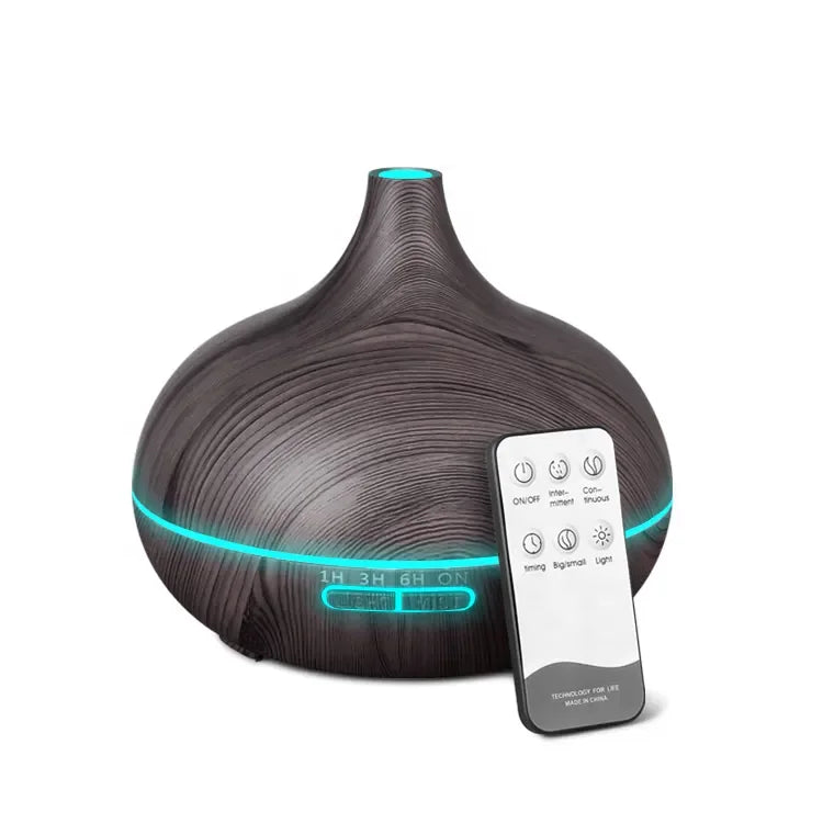 KTX-291603 500ml Remote Control Aromatherapy Essential Oil Diffuser with Air Humidifier and Electric Wooden Design