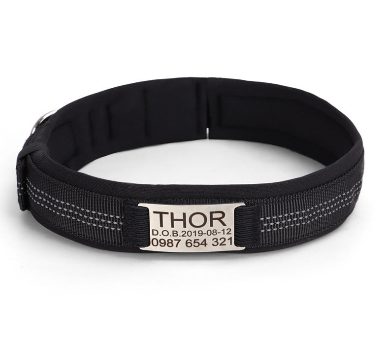 HKM-291603 Nylon Anti-Loss Engraved Collar with Needle Buckle - Multiple Sizes Available