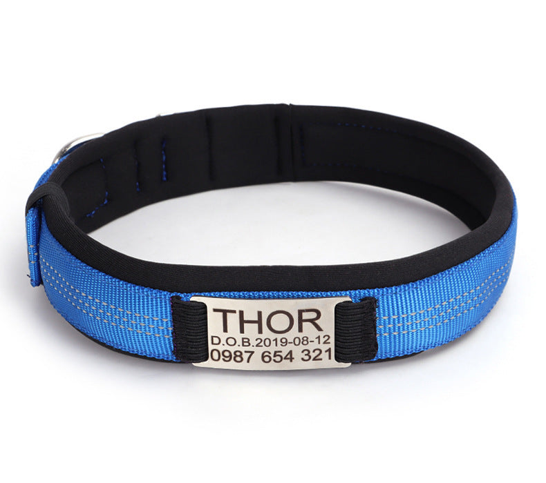 HKM-291603 Nylon Anti-Loss Engraved Collar with Needle Buckle - Multiple Sizes Available