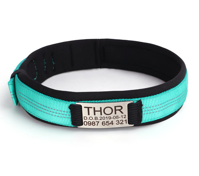 HKM-291603 Nylon Anti-Loss Engraved Collar with Needle Buckle - Multiple Sizes Available