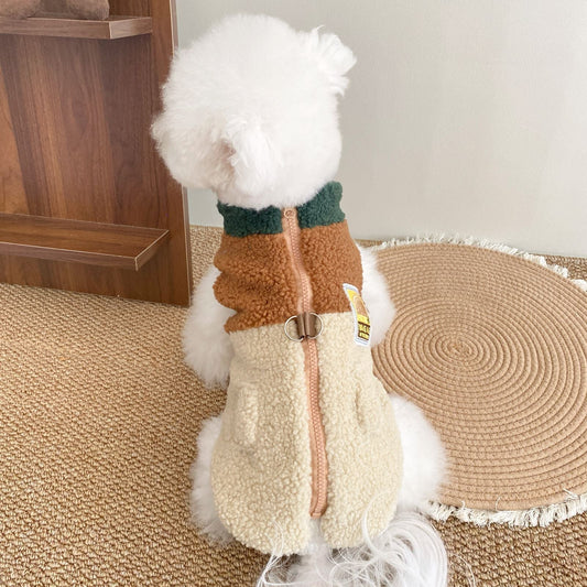 HKM-291667 Lomi Brown Color Matching Traction Vest for Dogs - Warm Denim Pet Clothing in XS-XL