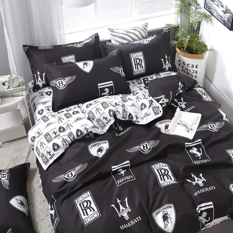HKM-291731 Four-Piece Pure Cotton Bed Set with Geometric Pattern for 1.8m x 2.2m Bed