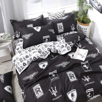 HKM-291731 Four-Piece Pure Cotton Bed Set with Geometric Pattern for 1.8m x 2.2m Bed