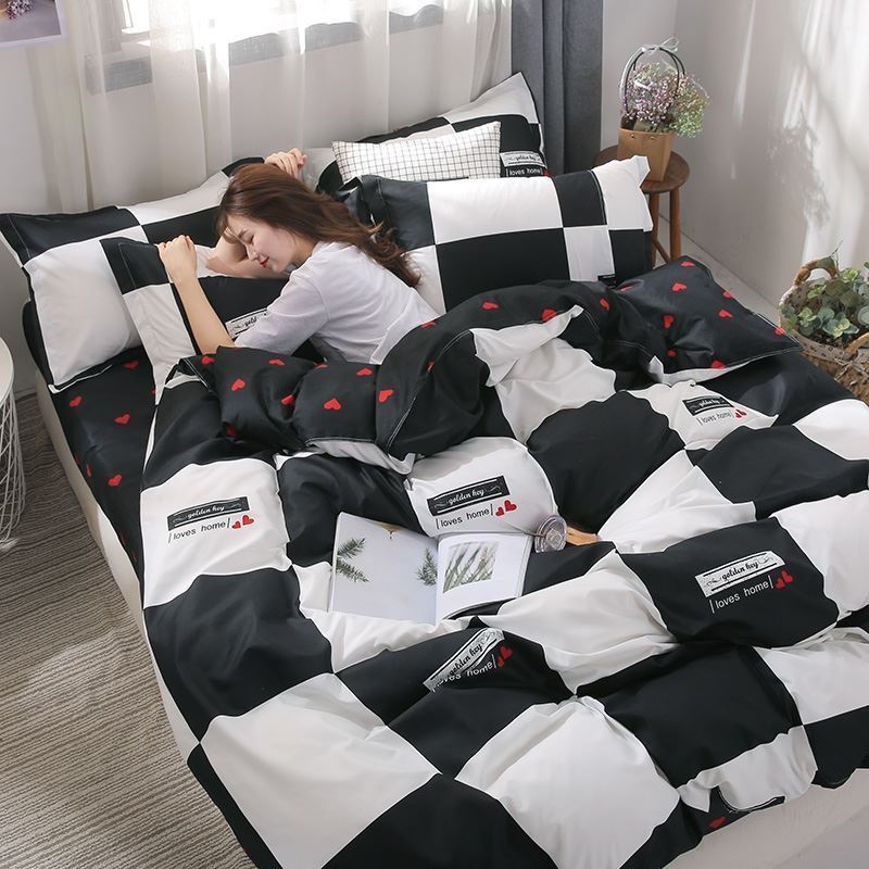 HKM-291731 Four-Piece Pure Cotton Bed Set with Geometric Pattern for 1.8m x 2.2m Bed