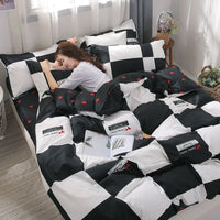 HKM-291731 Four-Piece Pure Cotton Bed Set with Geometric Pattern for 1.8m x 2.2m Bed