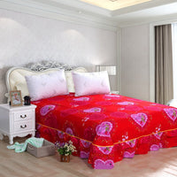 HKM-291731 Plant Cashmere 4-Piece Bedspread Set with Duvet Cover, Bed Skirt, Sheet, and Pillowcases