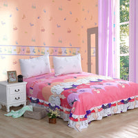 HKM-291731 Plant Cashmere 4-Piece Bedspread Set with Duvet Cover, Bed Skirt, Sheet, and Pillowcases