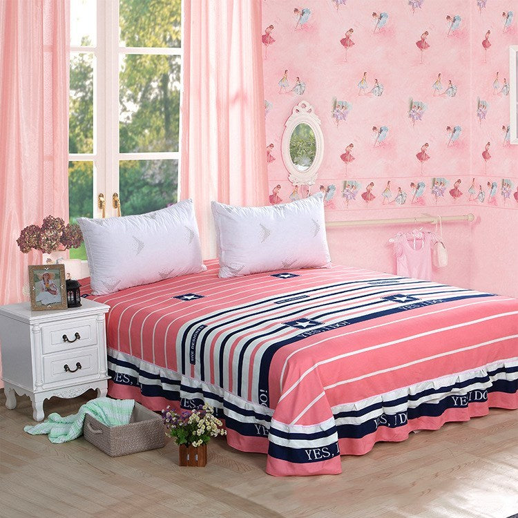 HKM-291731 Plant Cashmere 4-Piece Bedspread Set with Duvet Cover, Bed Skirt, Sheet, and Pillowcases