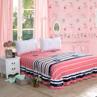 HKM-291731 Plant Cashmere 4-Piece Bedspread Set with Duvet Cover, Bed Skirt, Sheet, and Pillowcases