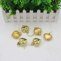 HKM-292179 Heart-Shaped Christmas Ornament Set in Gold, Red, Silver, and Pink - 5CM PVC Decoration Balls, 6/Box