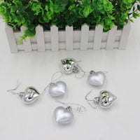 HKM-292179 Heart-Shaped Christmas Ornament Set in Gold, Red, Silver, and Pink - 5CM PVC Decoration Balls, 6/Box