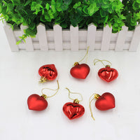 HKM-292179 Heart-Shaped Christmas Ornament Set in Gold, Red, Silver, and Pink - 5CM PVC Decoration Balls, 6/Box