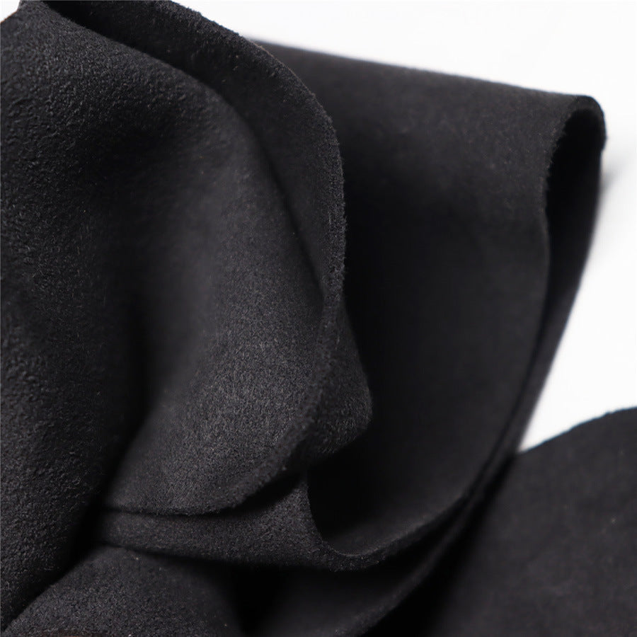 HKM-292243 Double-Sided Microfiber Suede Automotive Leather - Black Grey Fleece for Interior Modifications