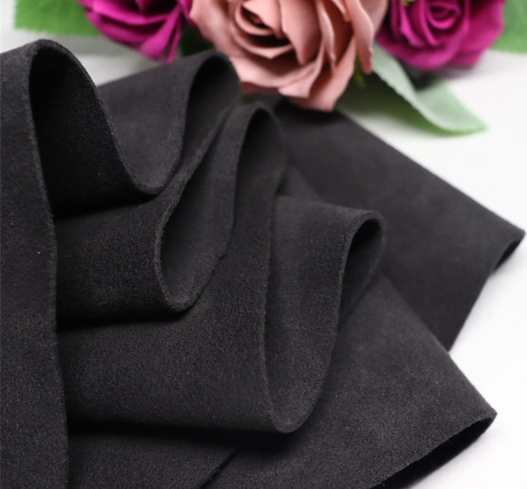 HKM-292243 Double-Sided Microfiber Suede Automotive Leather - Black Grey Fleece for Interior Modifications