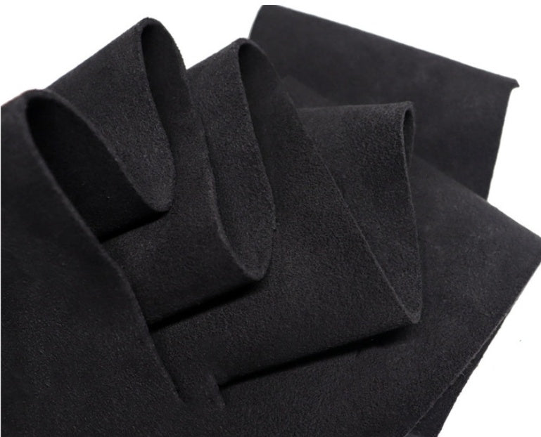 HKM-292243 Double-Sided Microfiber Suede Automotive Leather - Black Grey Fleece for Interior Modifications