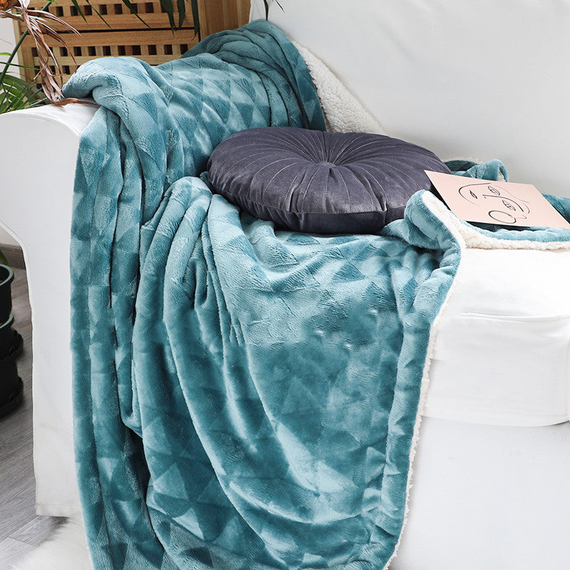 HKM-292243 Thickened Lamb Wool Knee Shawl Cover in Multiple Colors and Gradient Styles