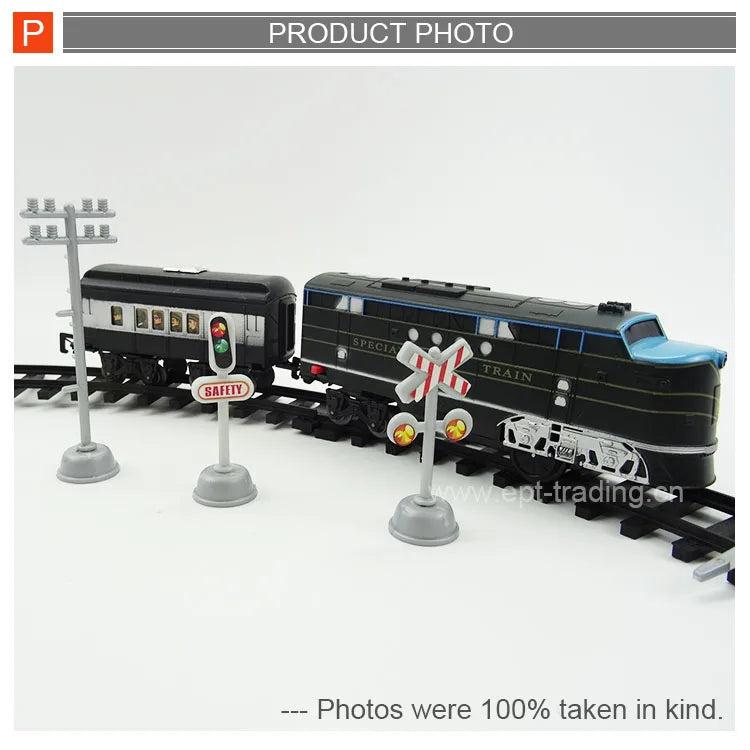 HKM-292371 Battery Operated Electric Train Track Set with Sound and Light for Kids
