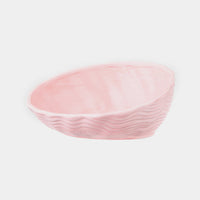 HKM-292435 Ceramic Cat Bowl with Oblique Mouth and Bamboo Frame, Available in Small and Large Sizes