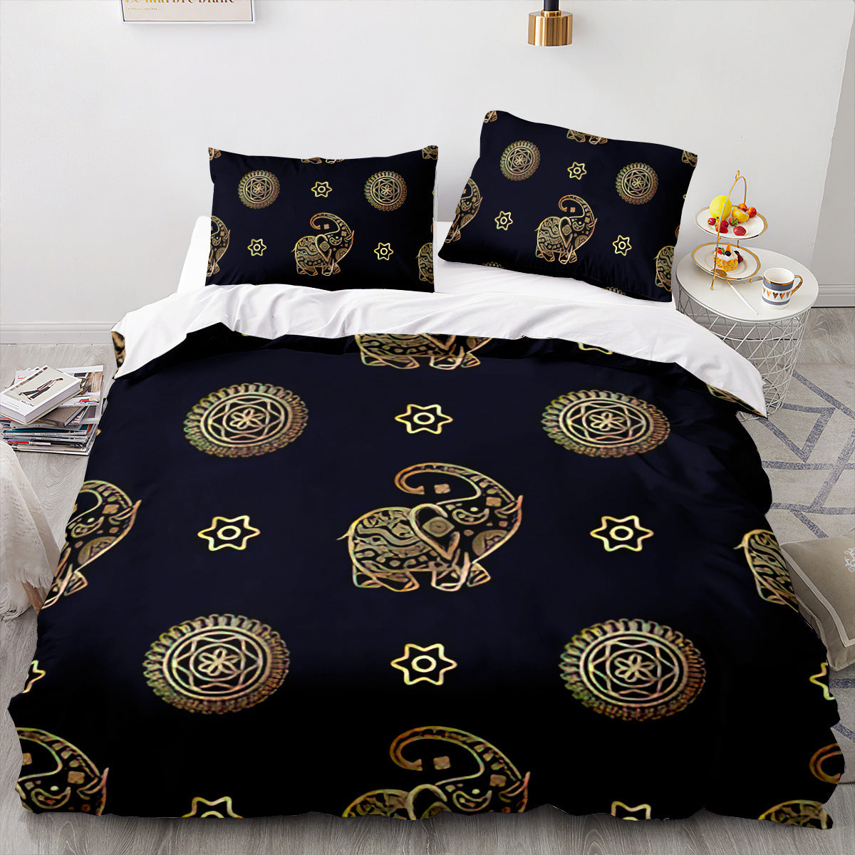 HKM-292883 Elephant Series Striped Quilt Cover Set - Multiple Sizes Available