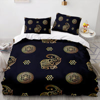 HKM-292883 Elephant Series Striped Quilt Cover Set - Multiple Sizes Available