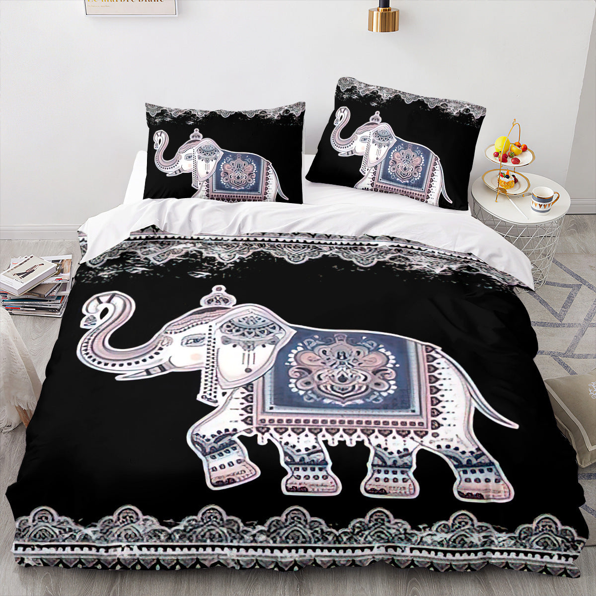 HKM-292883 Elephant Series Striped Quilt Cover Set - Multiple Sizes Available