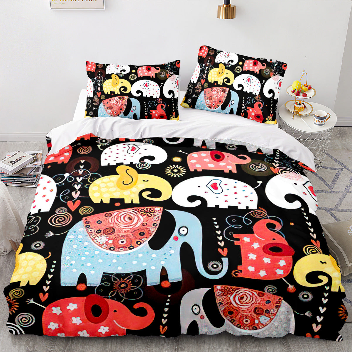 HKM-292883 Elephant Series Striped Quilt Cover Set - Multiple Sizes Available