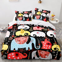 HKM-292883 Elephant Series Striped Quilt Cover Set - Multiple Sizes Available